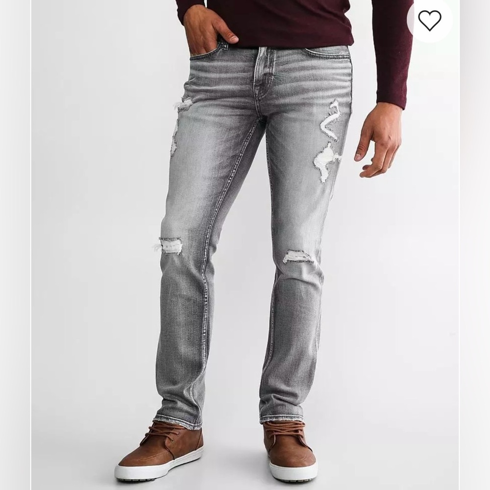 BKE Men's Slim Fit Distressed Gray Jeans